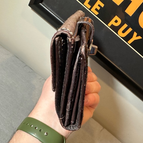 Vintage Coach Signature Logo Canvas & Leather Turnlock Wallet - Picture 9 of 9